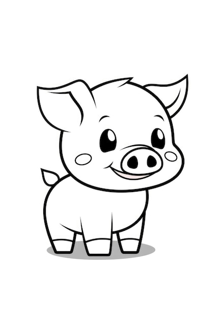 cute piglet coloring page on A4 paper