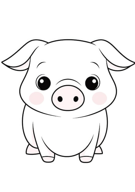 Photo cute piglet coloring page on a4 paper