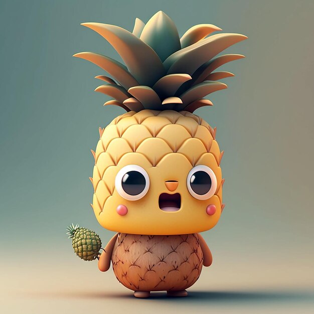 Cute Pineapple Character Using Generative AI