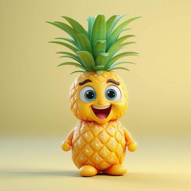 Photo cute pineapple happy cartoon character