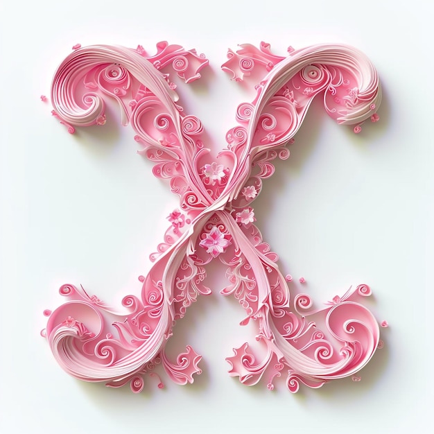 Foto carino alfabeto rosa x come forma d'arte su sfondo bianco