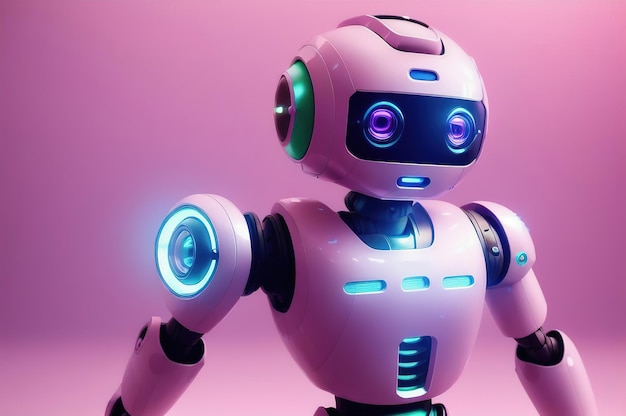 Cute pink android robot Generative AI