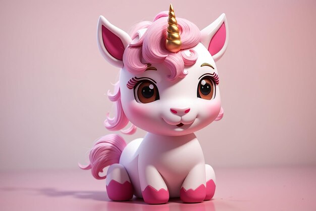 Foto un carino personaggio unicorno rosa.