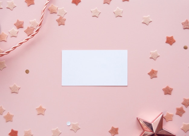 Photo cute pink background greeting card mockup