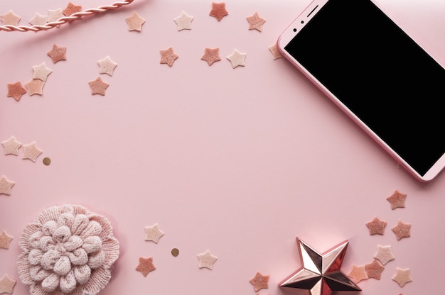 Cute pink background phone mockup