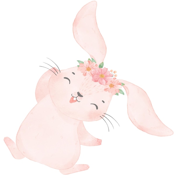 Premium AI Image | cute pink bunny on white background