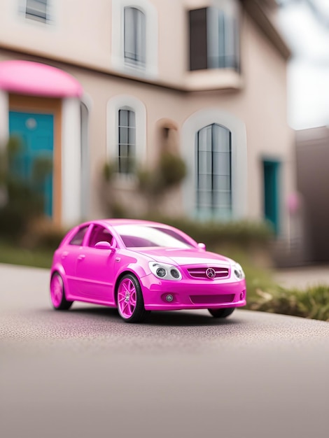 Cute Pink Car Plastic Doll's Car