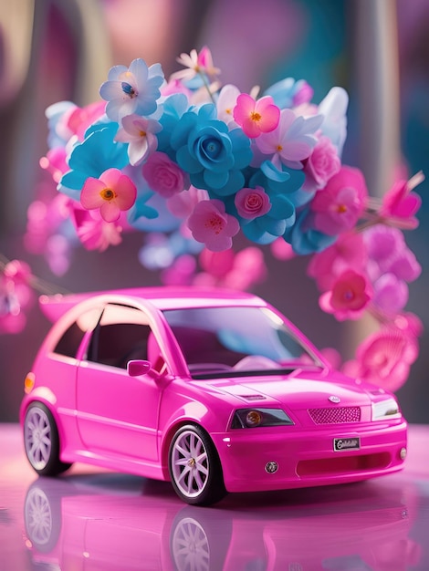 Cute Pink Car Plastic Doll's Car