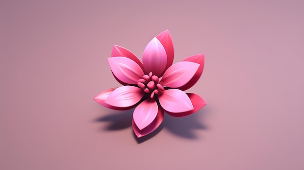 cute pink cartoon flower generative ai