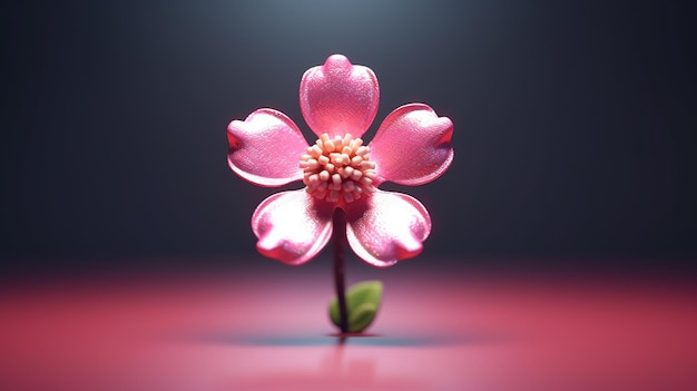 cute pink cartoon flower generative ai