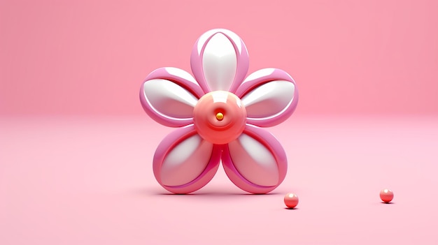 Милый розовый мультяшный цветок, генеративный искусственный интеллект