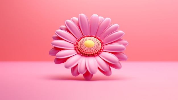 cute pink cartoon flower generative ai