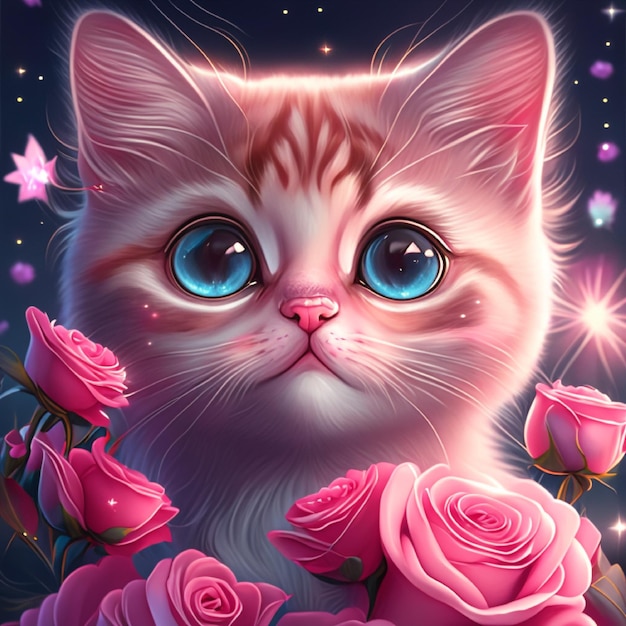 Cute pink cat