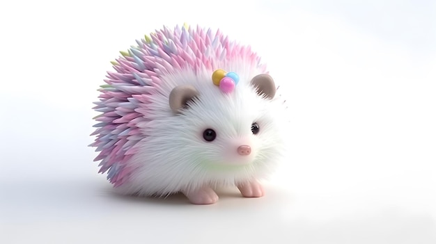 Cute pink colored hedgehog AI generated