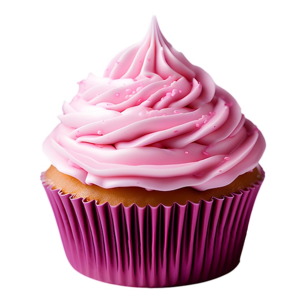 Photo cute pink cupcake isolated