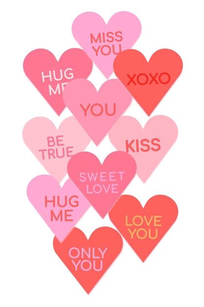 cute pink hearts png sticker 3d valentines graphic transparent background