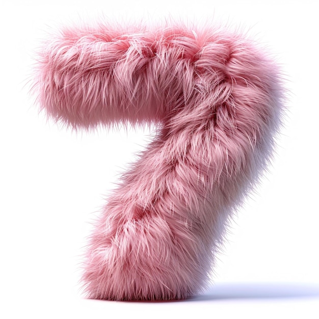 写真 ピンクの7番 毛皮の形 誕生日の白い背景