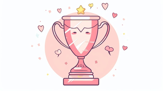 Photo cute pink trophy with a star and hearts