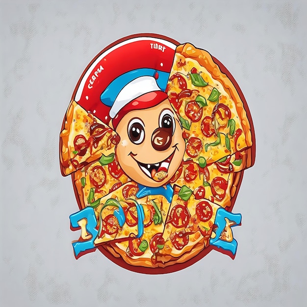 Photo cute pizza character background created with generative ai technology generator ai