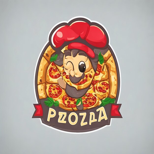 Photo cute pizza character background created with generative ai technology generator ai