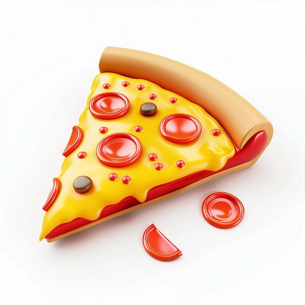 cute pizza icon 3D render white background generative AI