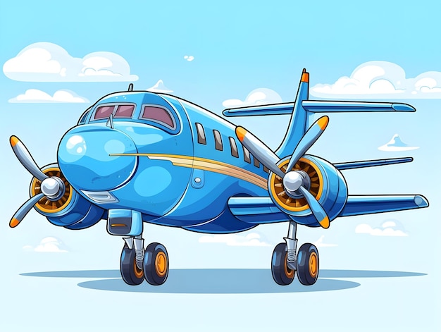 Photo cute plane cartoon illustration image only