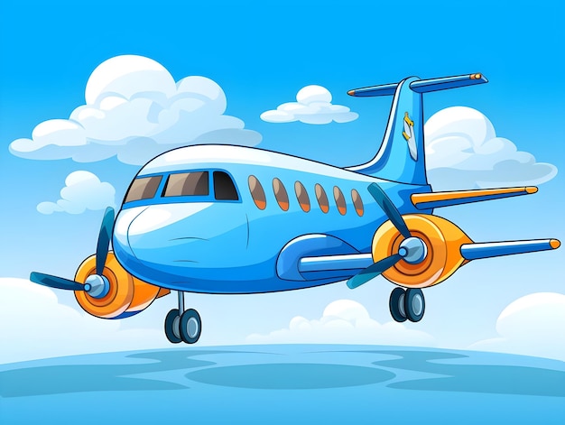 Photo cute plane cartoon illustration image only