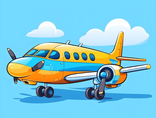 Photo cute plane cartoon illustration image only
