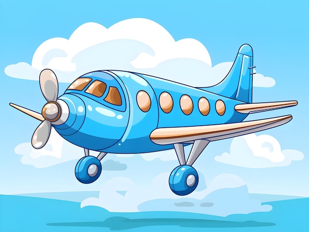 Photo cute plane cartoon illustration image only