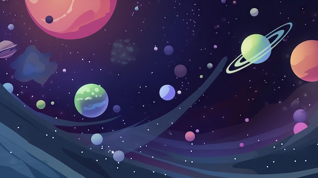 Photo cute planets and moons wallpaper child background space exploration