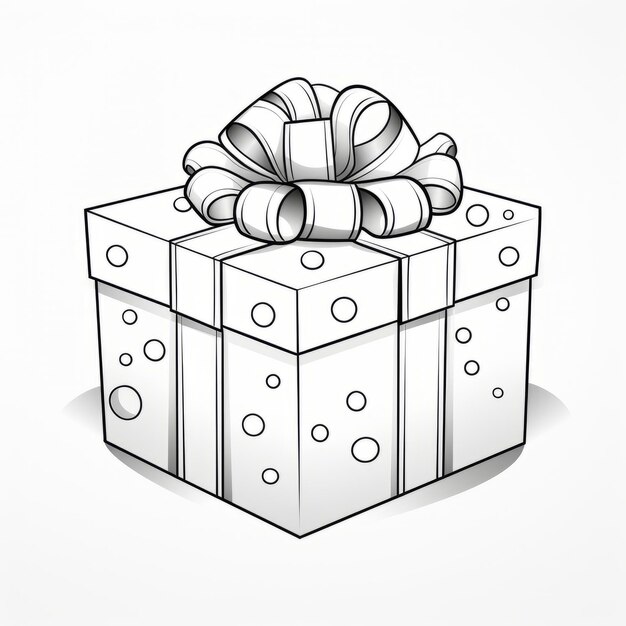 Foto pagina da colorare 2d carina e giocosa scatola regalo festiva adornata con cerchi stravaganti