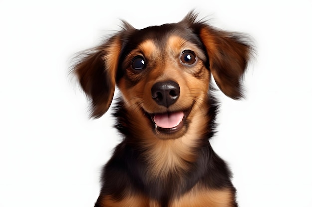 귀여운 강아지나 애완동물이 투명한 배경 닥스훈트에 고립되어 놀고 행복해 보입니다.
