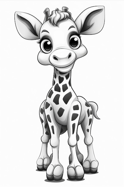 Cute and playful giraffe in a cartoon style perfect for drawing and coloring book activities