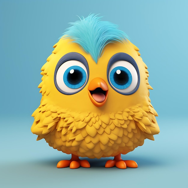 cute plush bird solid color background