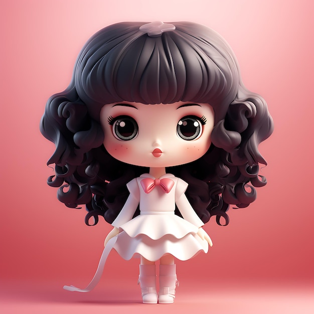 cute plush doll solid color background