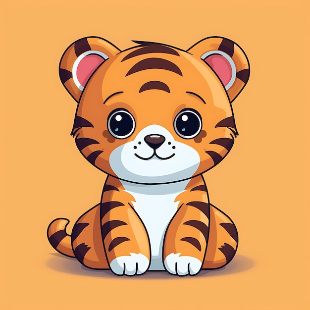 cute plush tiger solid color background