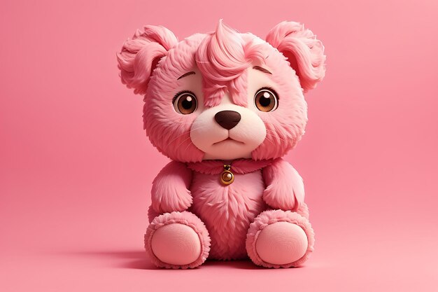 Cute plush toy with pink background