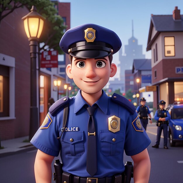 Cute police man givinginformation