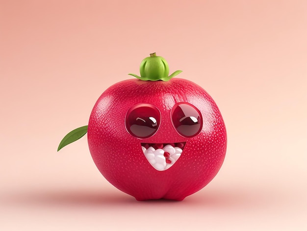 Cute Pomegranate 3d cartoon character generated by AI