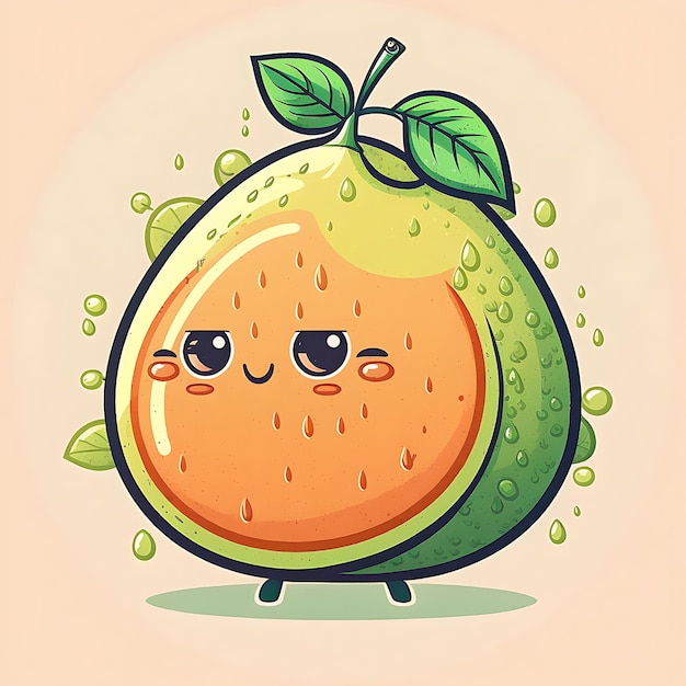 Cute pomelo digital art style colorful cartoon