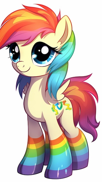 Cute pony with a rainbow mane