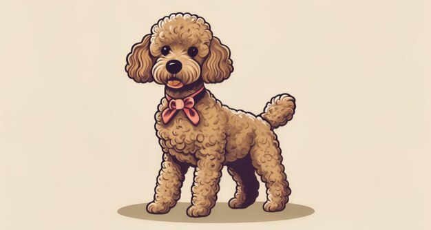 Photo cute poodle puppy with a pink bow