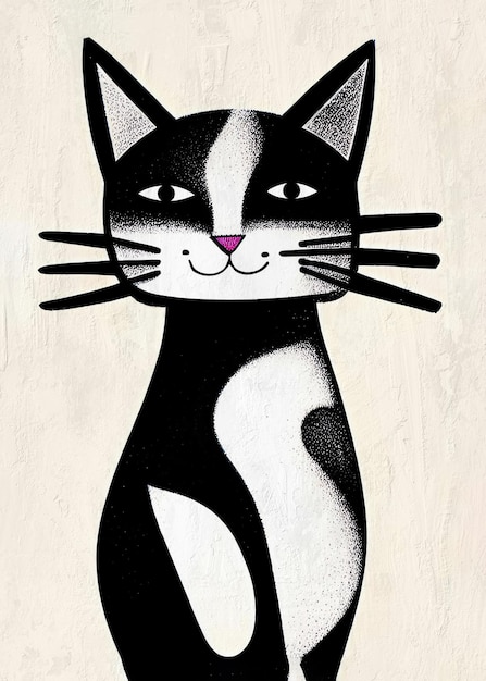 Cute Portrait of a Cat in Retro Style