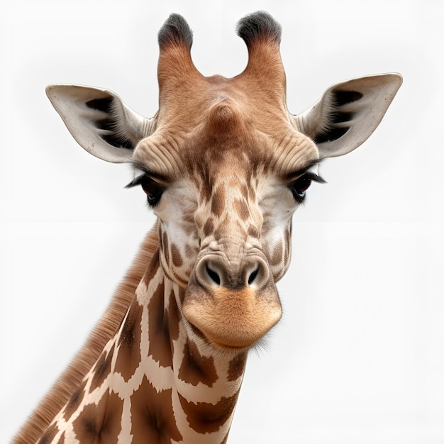 Cute portrait of a giraffe on a white background Generative AI