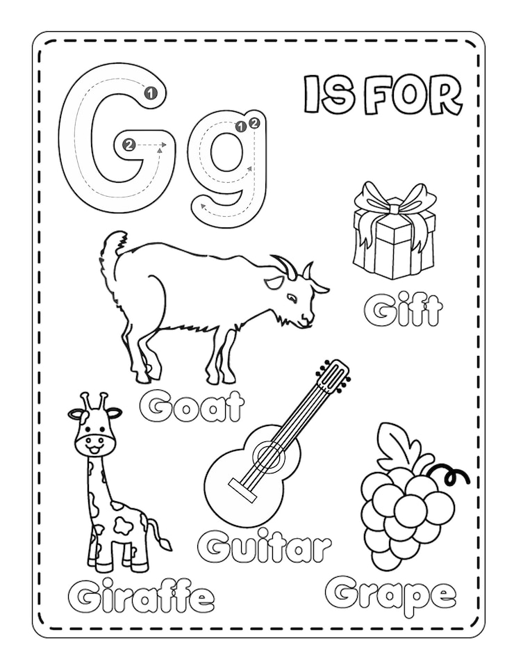 Photo cute printable alphabet g coloring pages