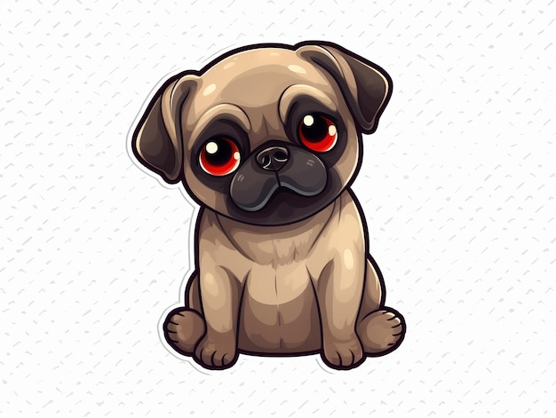 Photo cute pug dog cartoon illustration