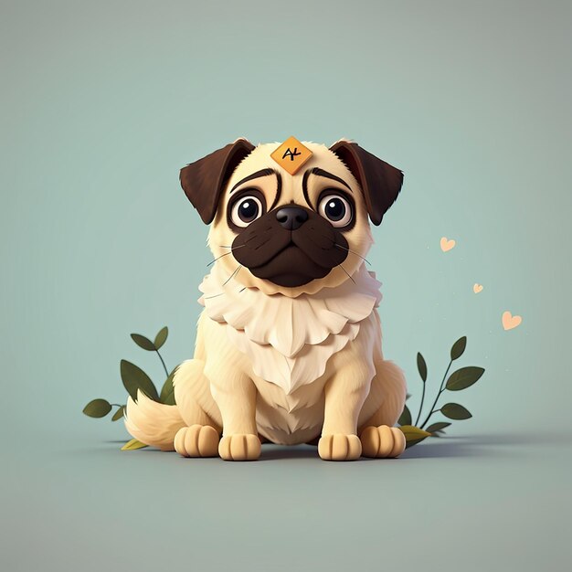 Cute pug dog sitting cartoon vector icon illustration animal nature icon concept isolated flat