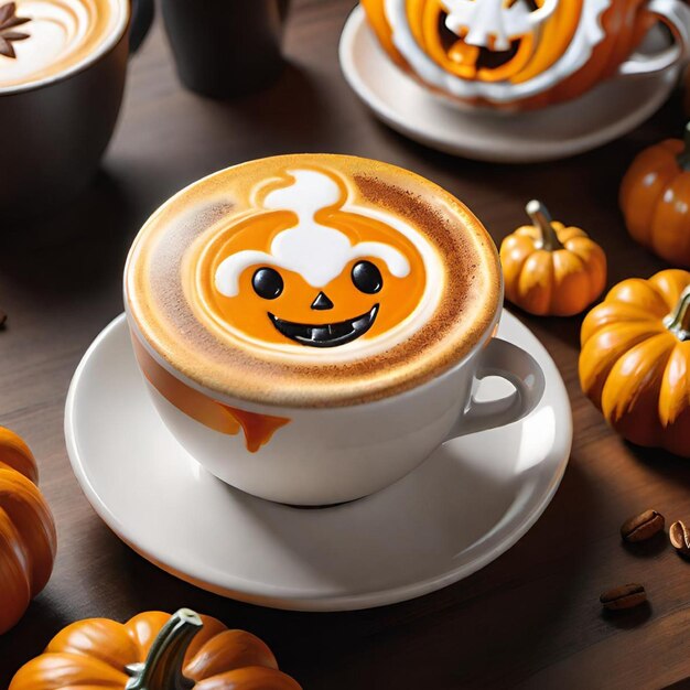 Foto cute zucca spice latte generative ai immagine