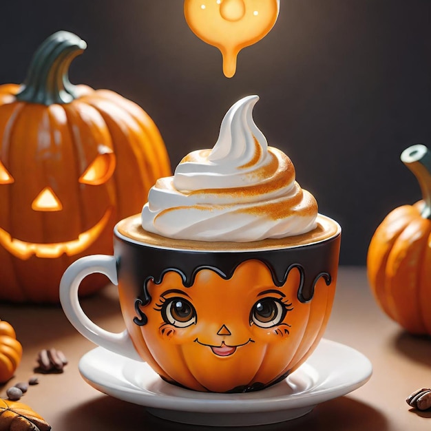 Foto cute zucca spice latte generative ai immagine
