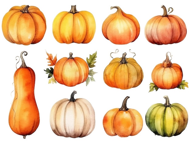 Cute pumpkin watercolor style isolated on white background